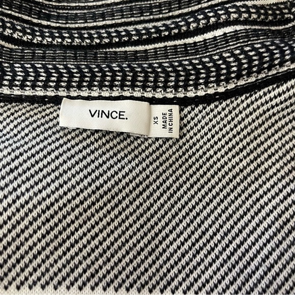 Vince Multi Stripe Knit Short Sleeve Open Cardigan In Black White Size XS - Picture 11 of 11